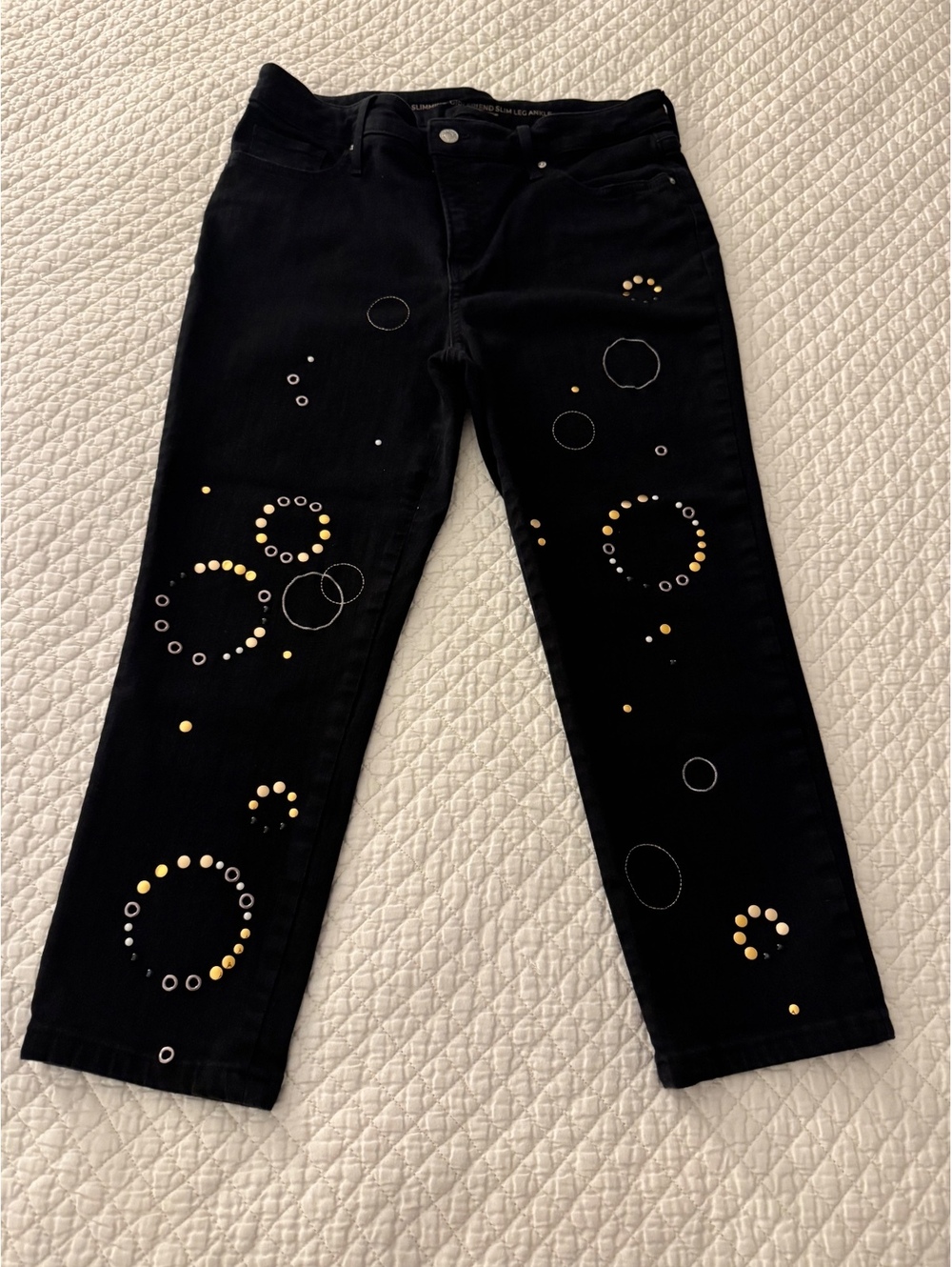 Chico's So Slimming Girlfriend Black Jeans Studded - Size 10P